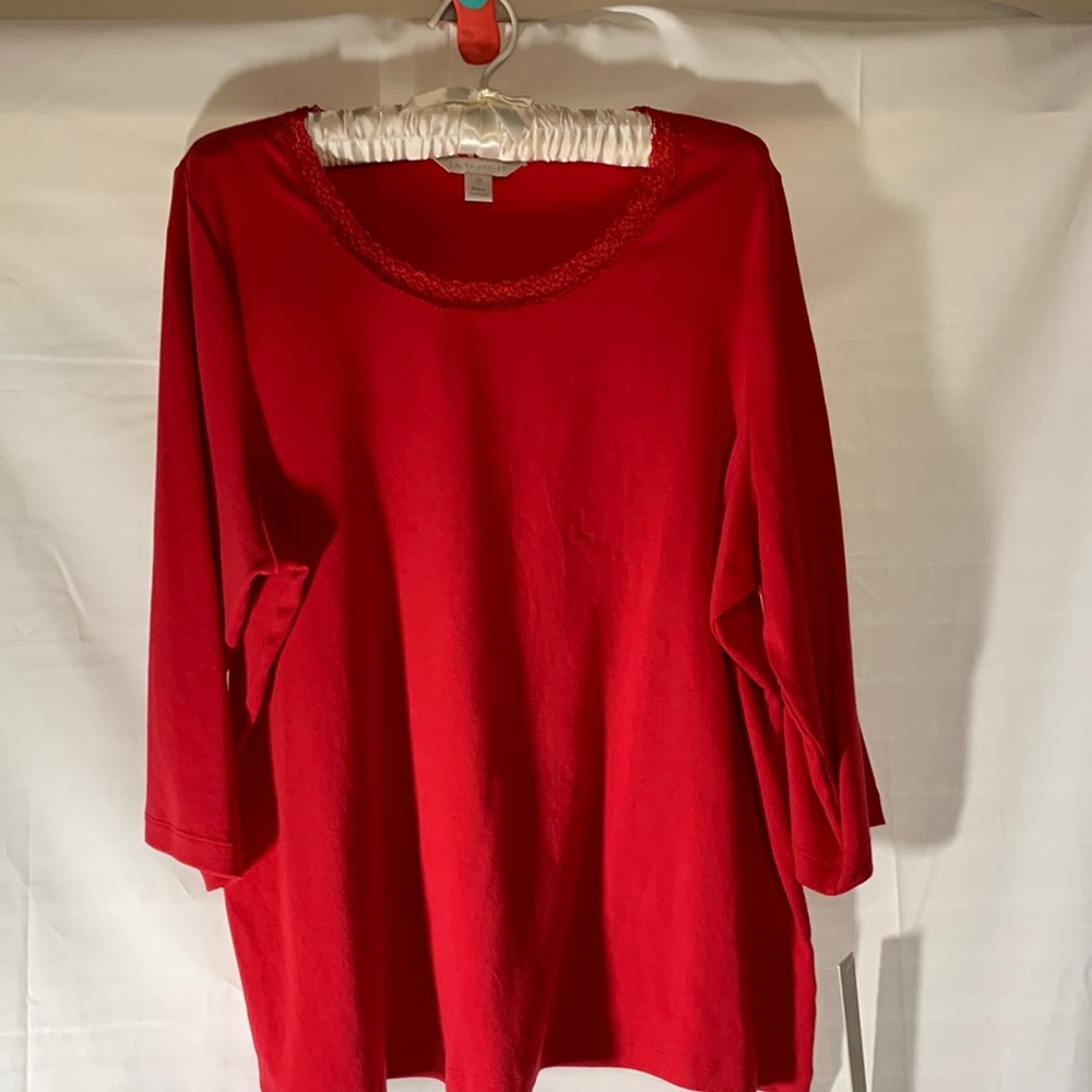 Red Laura Ashley top. Size 2x